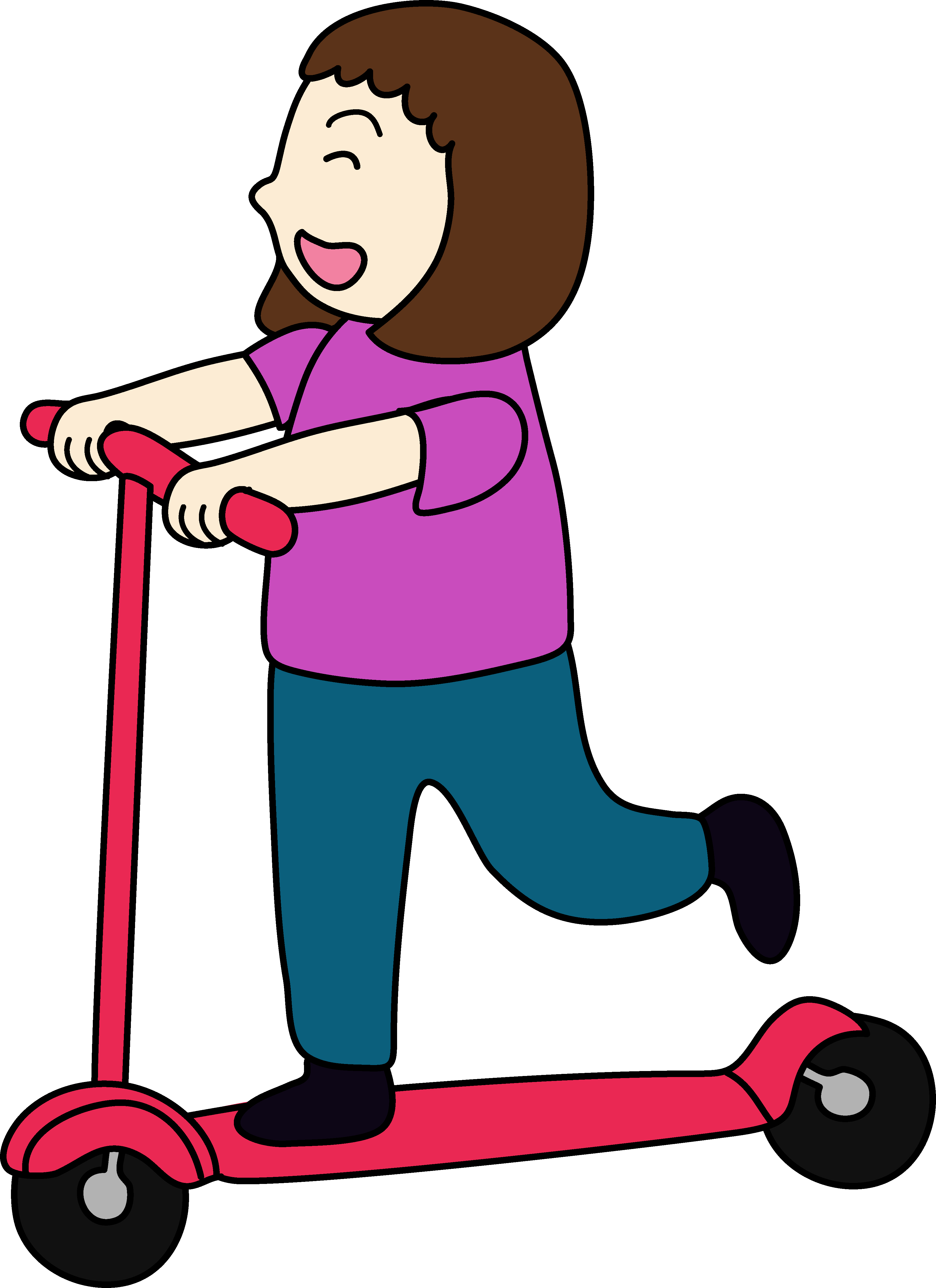 3590x4939 Clipart Of Girl Riding Scooter
