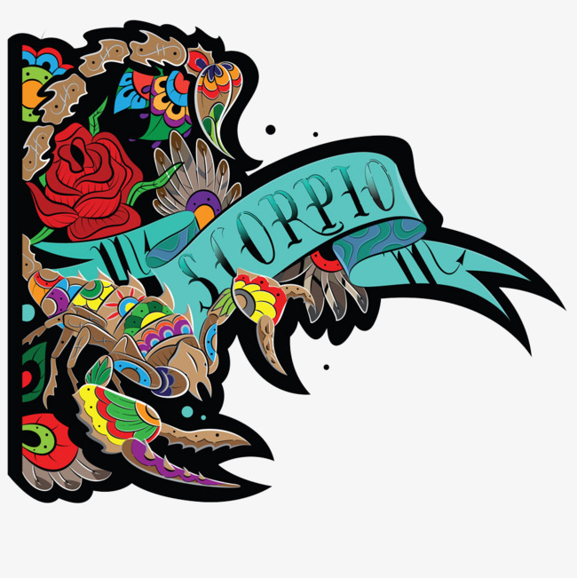 650x651 Version Hd Free State Rose Scorpion Buckle Clip, Scorpio, Zodiac