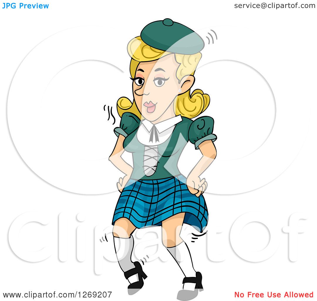1080x1024 Clipart Of A Blond Woman Performing A Scottish Dance