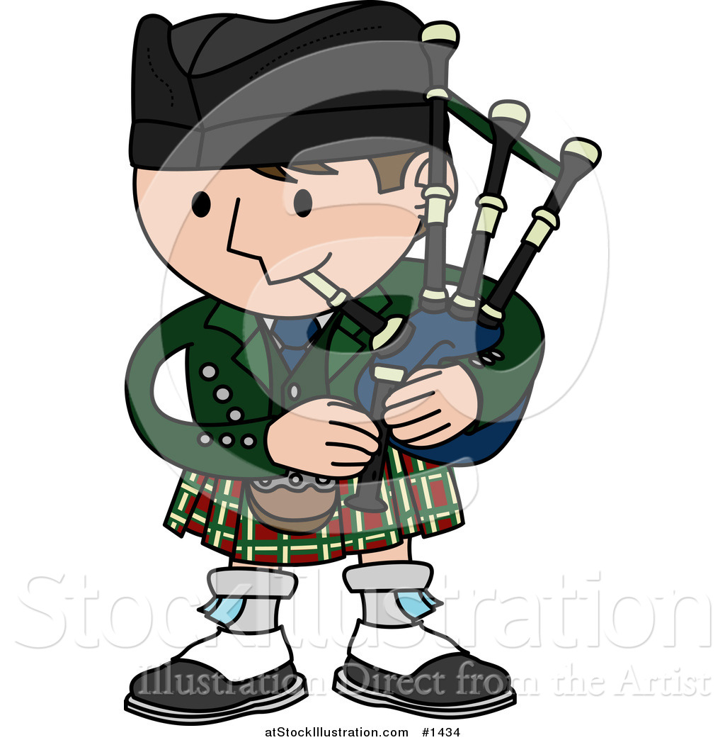 1024x1044 Vector Illustration Of A Man Playing Bagpipes And Wearing A Kilt