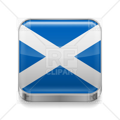 400x400 Scottish Flag On Metal Square Icon Royalty Free Vector Clip Art