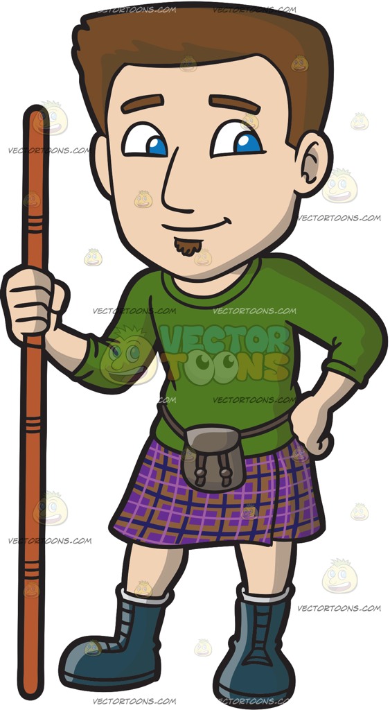 563x1024 A Scottish Man Wearing A Classic Kilt Cartoon Clipart Vector Toons