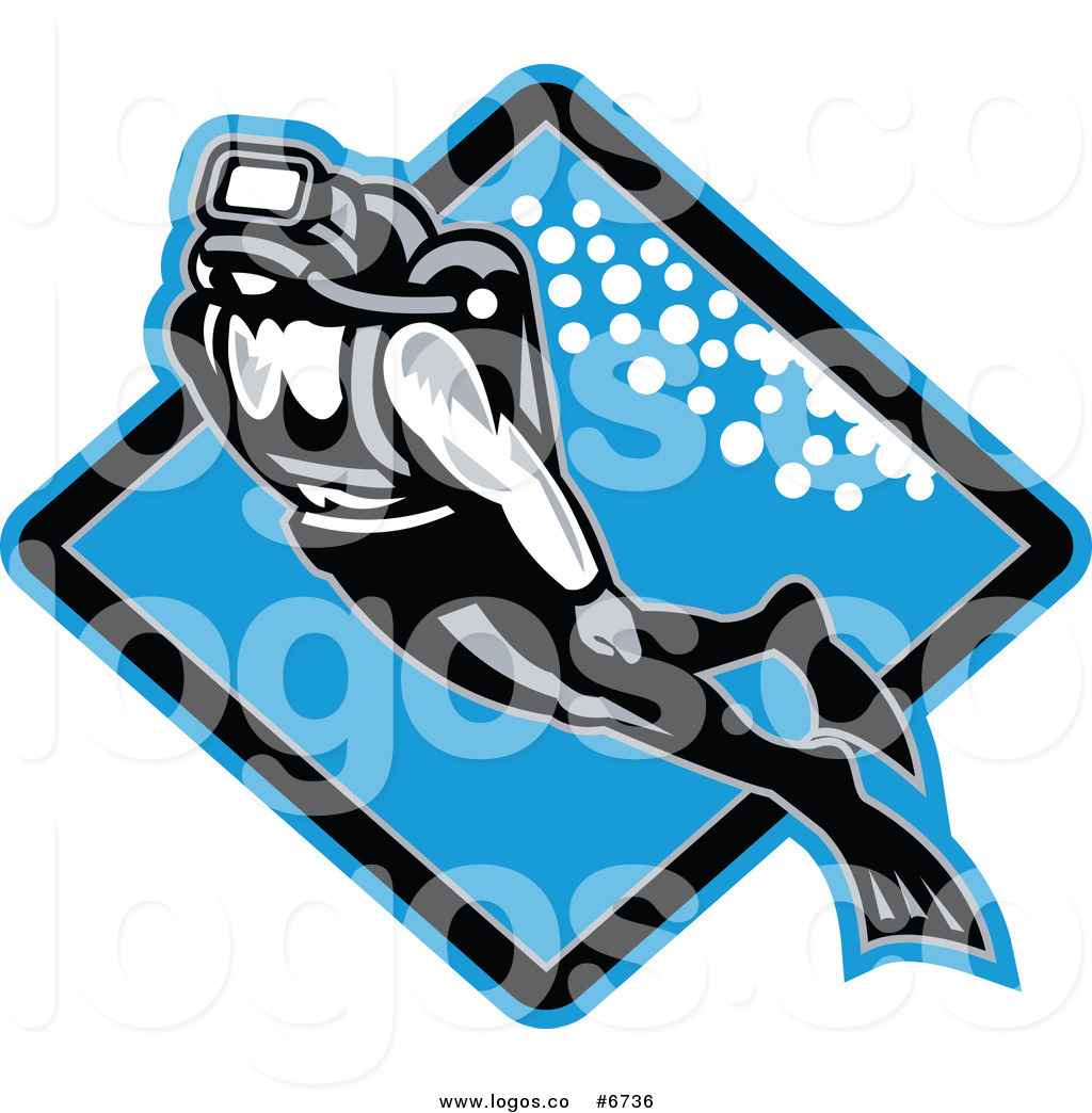 1024x1044 Royalty Free Cliprt Vector Logo Of Scuba Diver Swimming Over