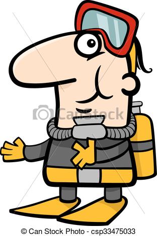 312x470 Scuba Diver Cartoon Illustration. Cartoon Illustration
