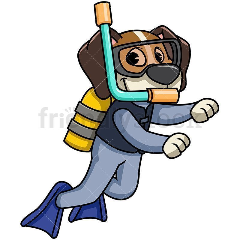 800x800 Beagle Dog Scuba Diving Royalty Free Stock Vector Illustration