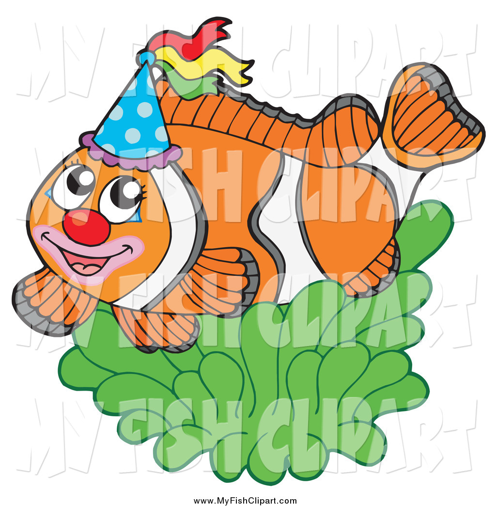 1024x1044 Clip Art Of A Party Clownfish With A Hat And Green Anemone By