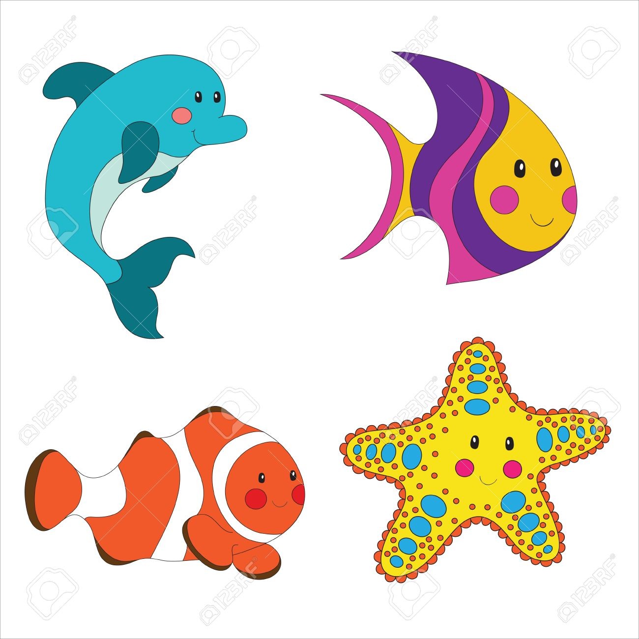 1300x1300 Sea Animal Clipart Clip Art Creatures Fish Best