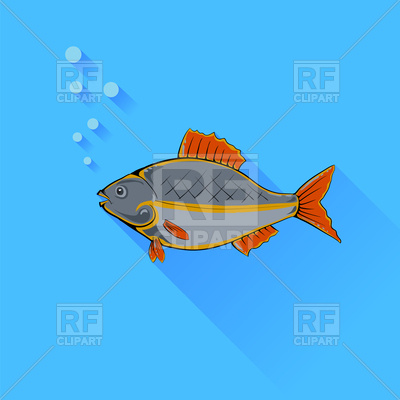 400x400 Sea Fish On Blue Background Royalty Free Vector Clip Art Image