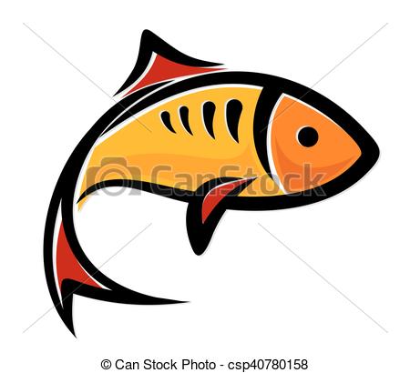 450x410 Fish Logo. Logo Of Little Yellow Sea Fish. Clipart Vector