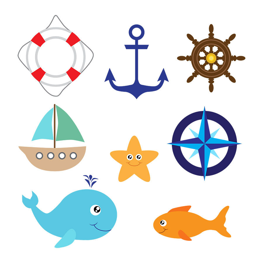 900x900 Nautical Clipart, Ocean Clipart, Sea Clipart, Whale Clip Art