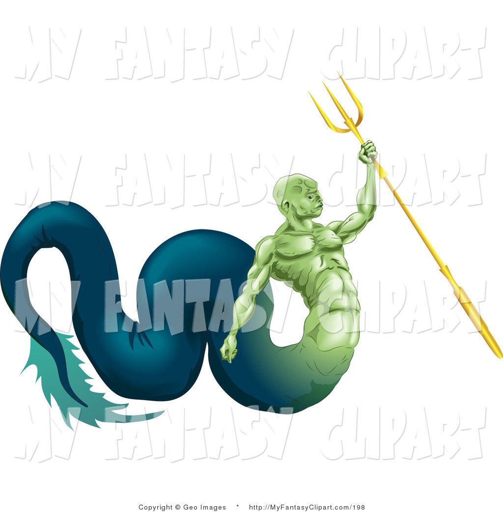 1024x1044 Clip Art Of A Poseidon Mermaid Mman, God Of The Sea, Part Fish