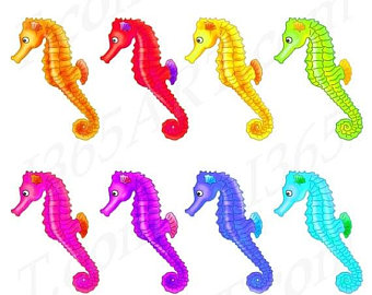 340x270 Watercolor Seahorses Clip Art Sea Life Clipart Seahorses