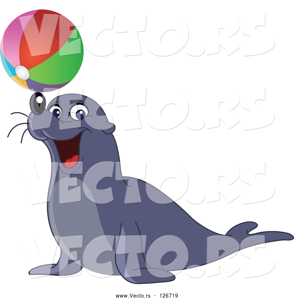 1024x1044 Vector Of And Entertaining Sea Lion Balancing A Colorful Beach