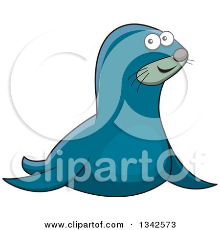 450x470 Clipart Of A Cartoon Outlined Black And White Sea Lion