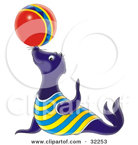 450x470 Clipart Of An Outlined Cute Sea Lion
