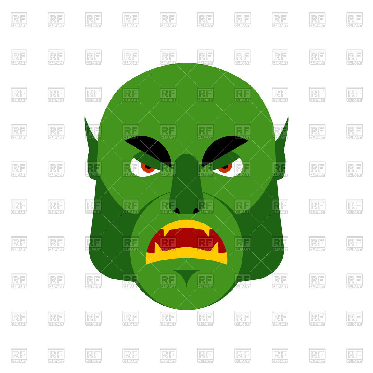 1200x1200 Ogre Angry Emoji. Goblin. Green Monster Face Royalty Free Vector