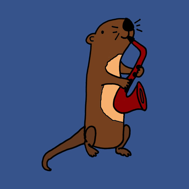 630x630 Cute Funny Sea Otter Playing Red Saxophone