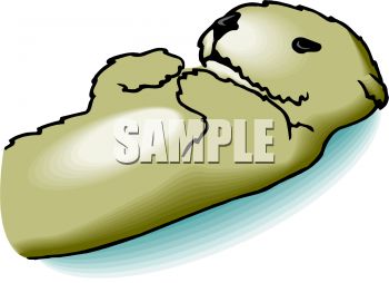 350x254 Cute Cartoon Sea Otter Lying On It's Back In The Water