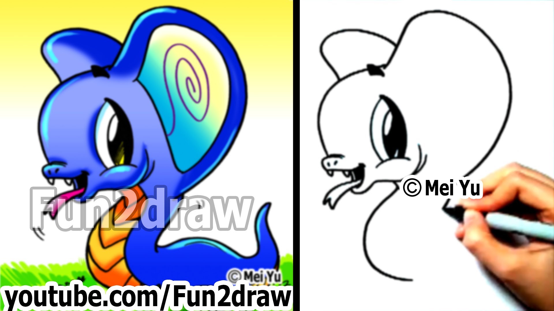 1920x1080 Drawn Cobra Cartoon