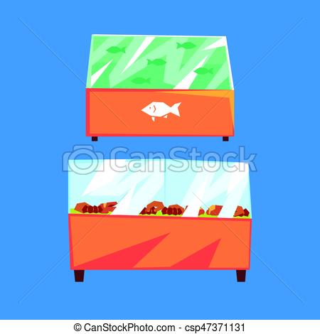 450x470 Fish Products Refrigerators, Seafood In Supermarket Fridges