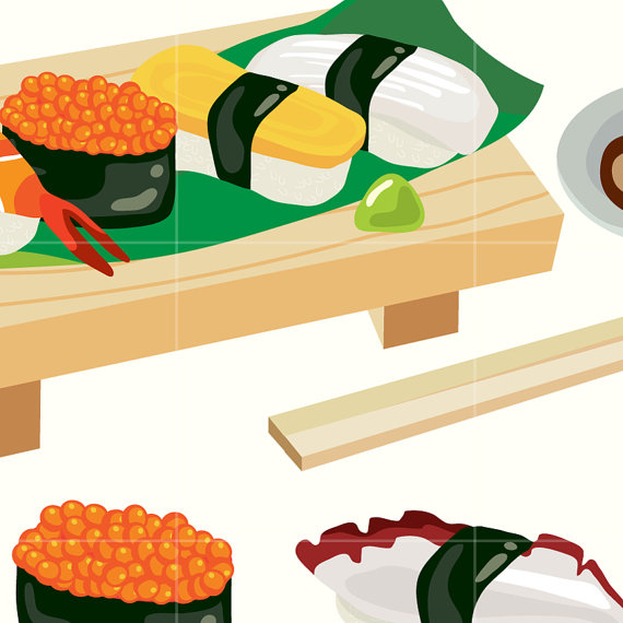 570x570 Japanese Sushi Digital Vector Clip Art Japan Food Digital Clipart