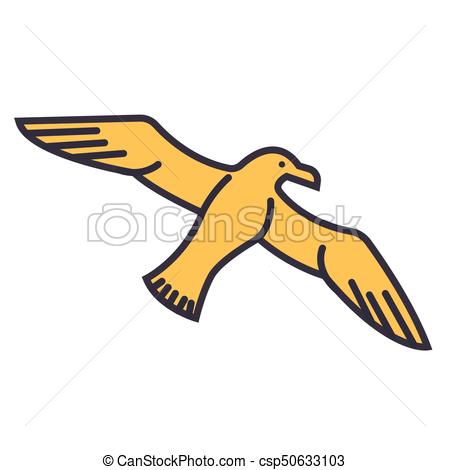 450x470 Gull, Seagull Flat Line Illustration, Concept Vector Vector