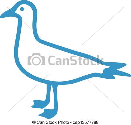 450x429 Hand Drawn Blue Seagull Vector