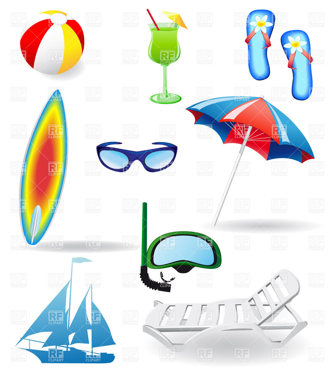 1067x1200 Beach Rest And Vacation Objects Royalty Free Vector Clip Art Image
