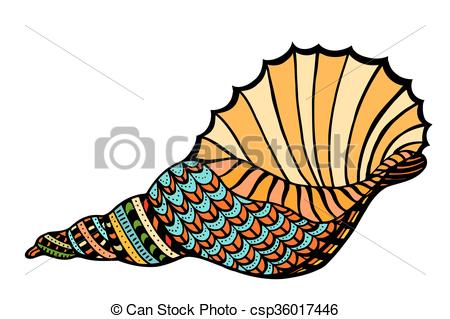 450x319 Seashell. Vector Illustration. Seashell Illustration . Eps