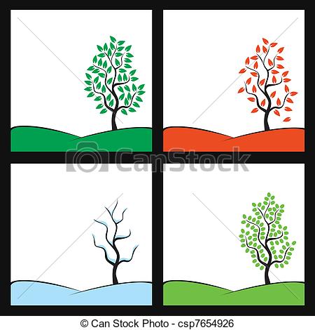 450x470 Seasons Illustration Tree On Hill Clip Art Vector