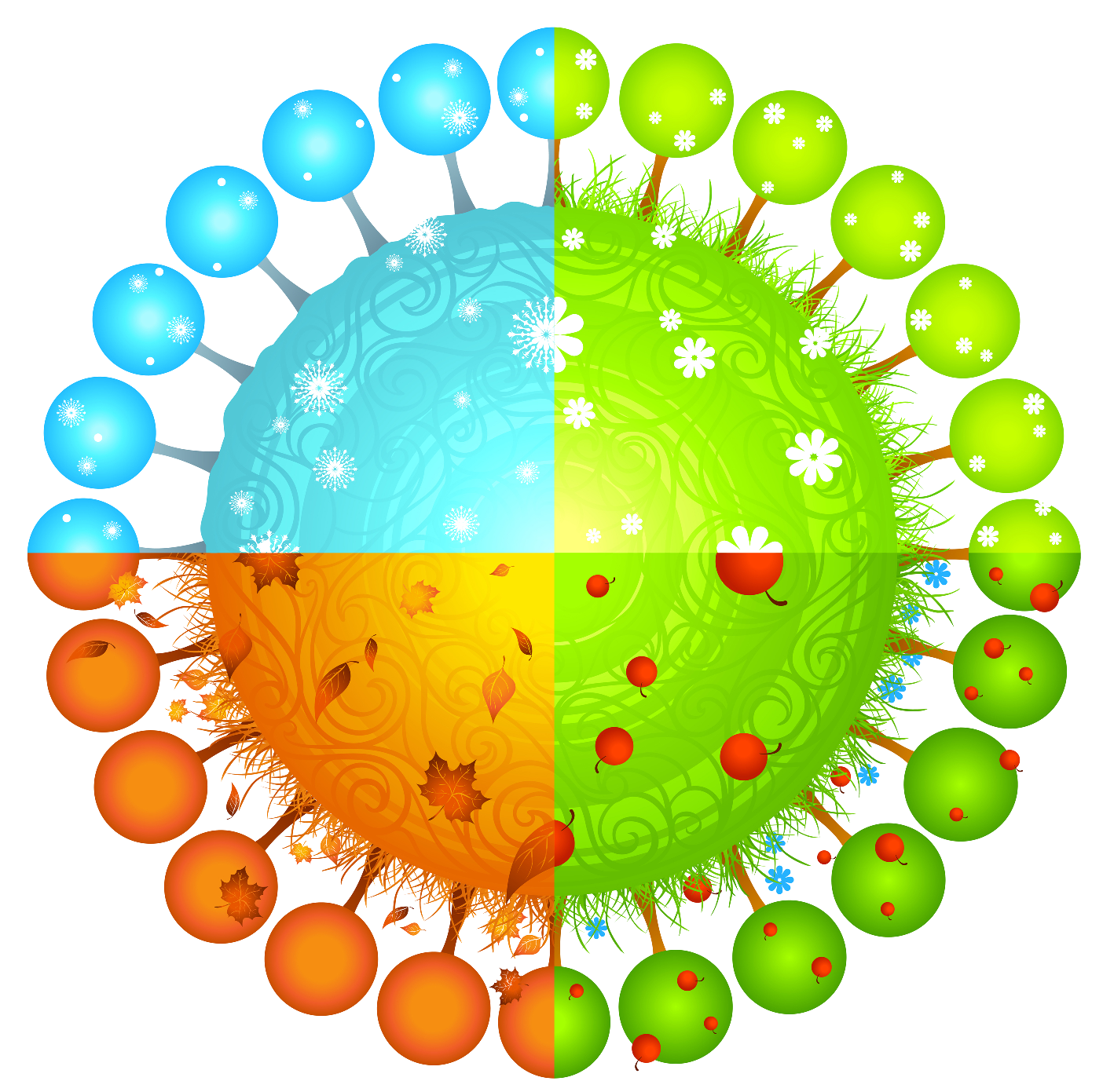 1418x1391 Sun Colors Four Seasons Clipart