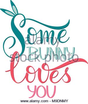 300x354 Bunny Kisses And Easter Wishes Lettering. Happy Easter Colorful