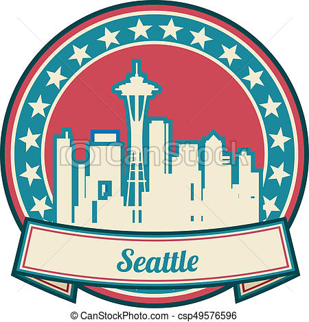 450x470 Seattle Skyline Stock Illustration