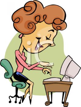 265x350 Cartoon Of A Secretary Typing