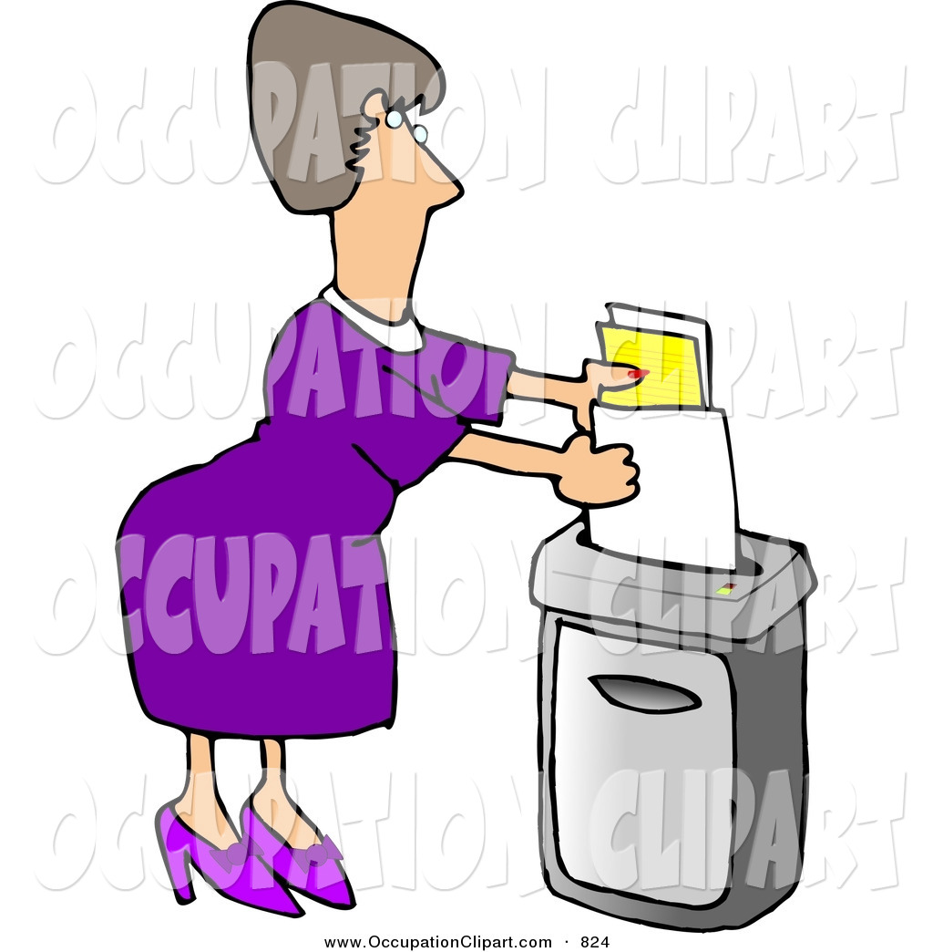 1024x1044 Clip Art Of A Caucasain Female Secretary Feeding A Paper Shredder