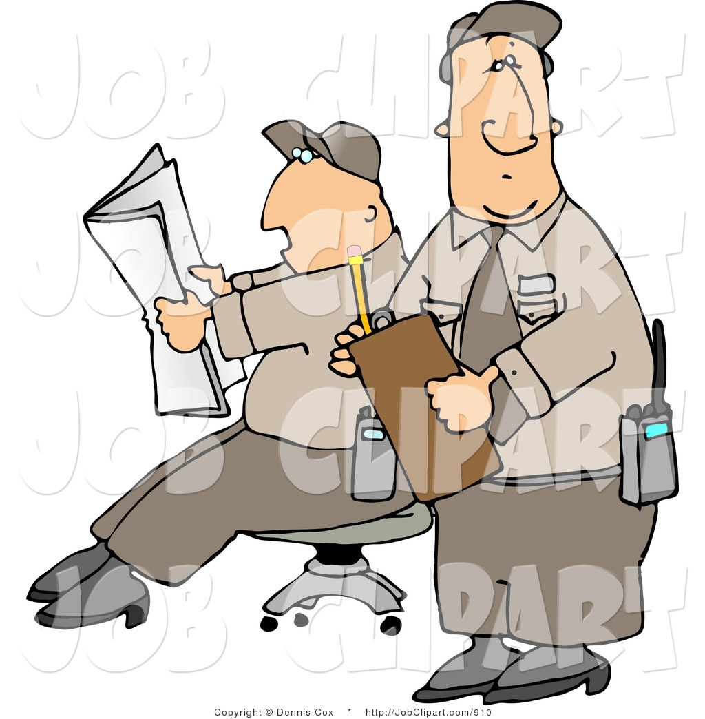 1024x1044 Job Clip Art Of Two Male Security Guards Relaxing On The Job By