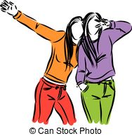 188x194 Pretty Girls Making Self Portrait. Vector Illustration . Vectors