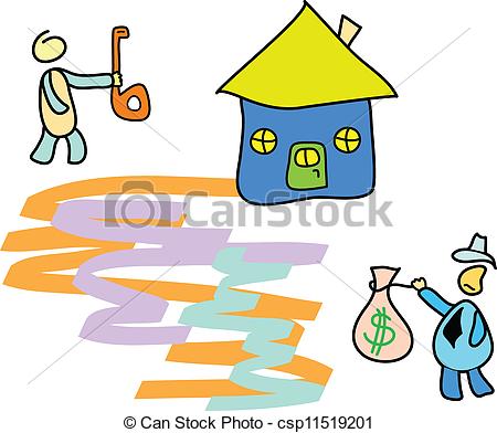 450x392 Real Estate House Sell And Buy. Abstract Illustration Of Vector