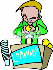 228x300 A Boy Making Lemonade To Sell Clipart Image
