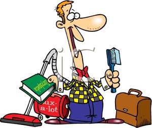 300x253 A Door To Door Salesman Trying To Sell Vacuums Clip Art Image