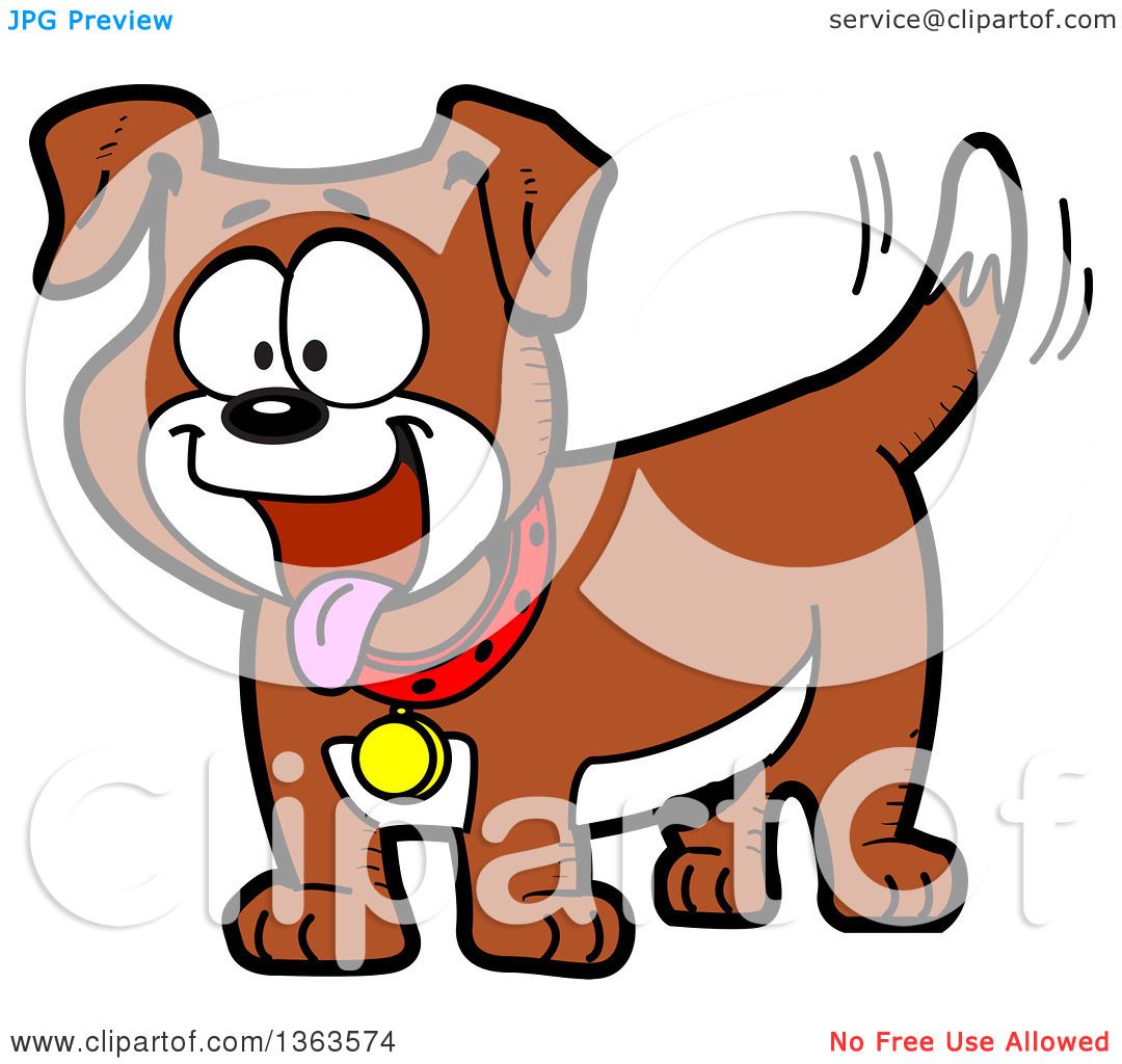 1080x1024 Clipart Of A Cartoon Happy Brown And White Dog Panting And Wagging
