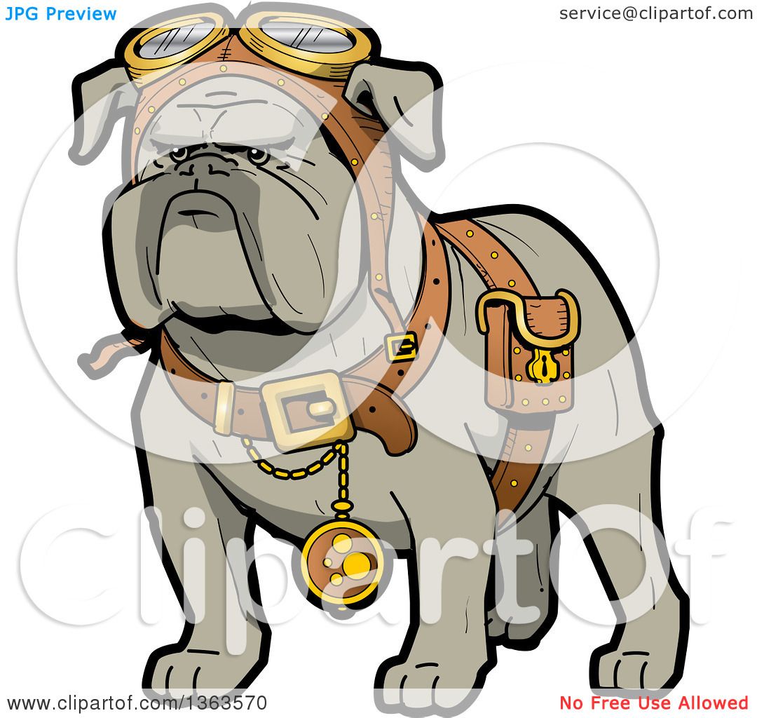 1080x1024 Clipart Of A Cartoon Steampunk Bulldog Explorer Wearing A Pouch