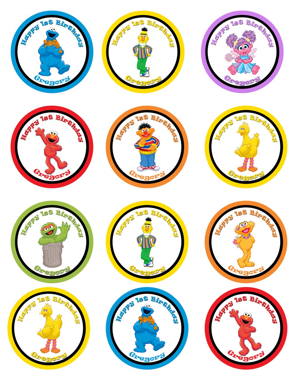 989x1280 Sesame Street Birthday Cupcake Toppers Elmo Cookie Monster Big