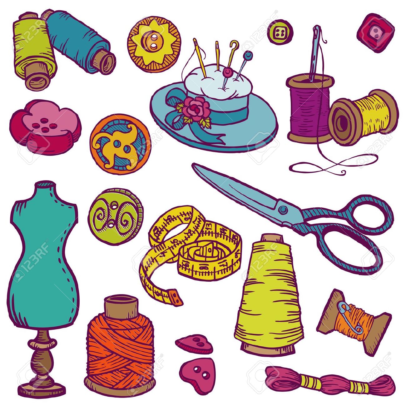 1300x1300 Free Clipart Knitting Needles And Sewing Items