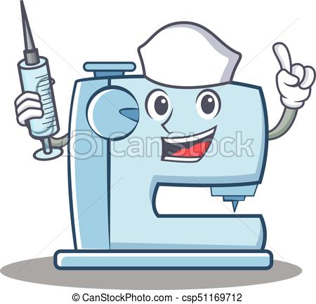 450x434 Nurse Sewing Machine Emoticon Character Vector Illustration Vector