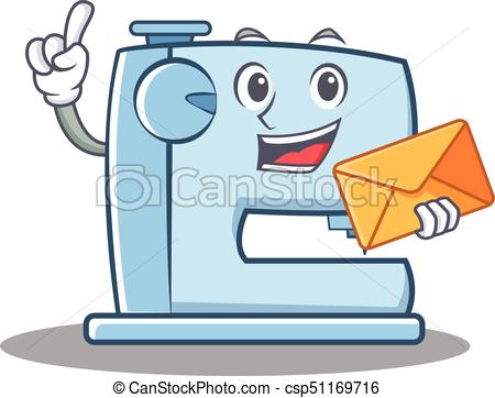 450x362 With Envelope Sewing Machine Emoticon Character Vector Vector