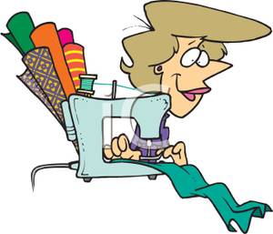 300x257 A Smiling Woman Sewing Cloth With A Sewing Machine