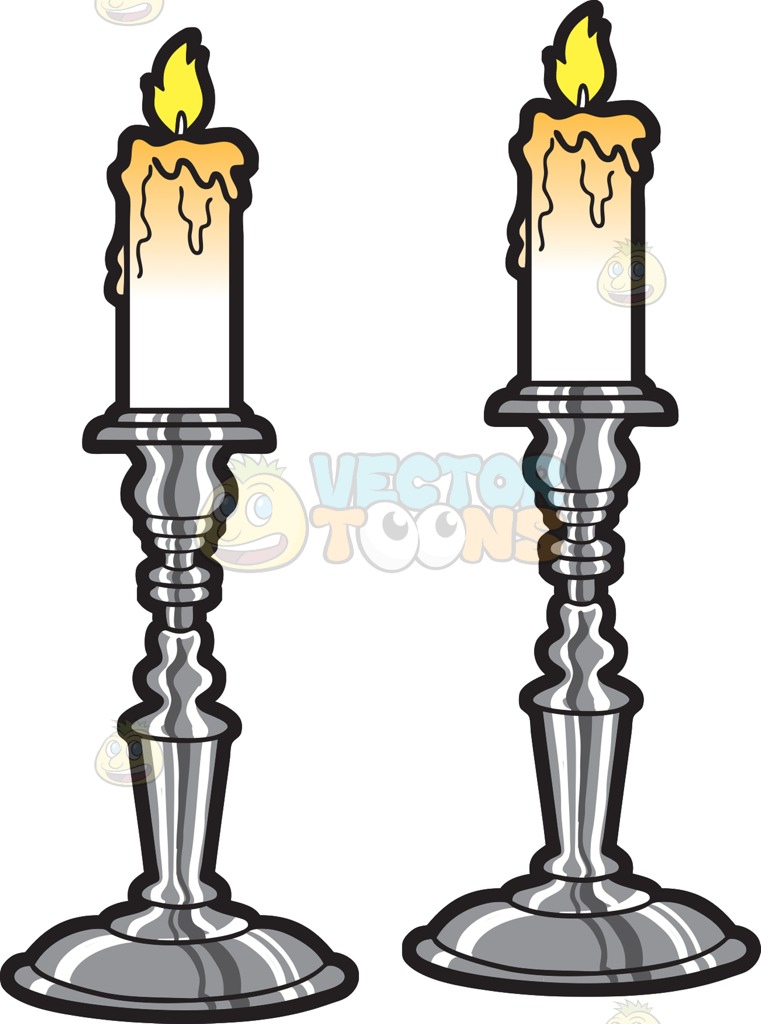 761x1024 Shabbat Candles Cartoon Clipart Vector Toons
