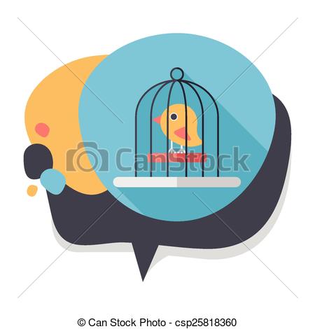 450x470 Pet Bird Cage Flat Icon With Long Shadow, Eps10 Clip Art Vector