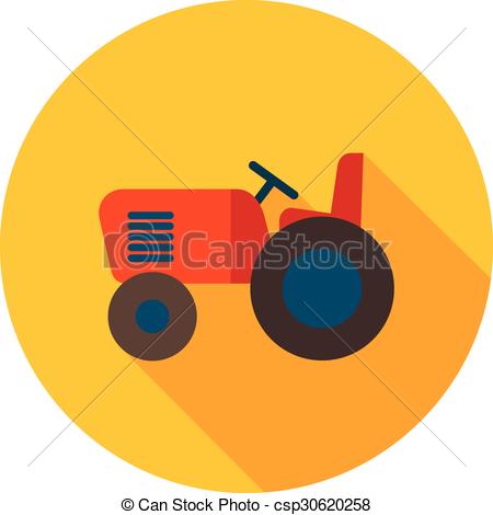 450x470 Tractor Flat Icon With Long Shadow, Eps 10 Clipart Vector